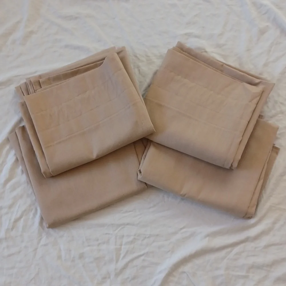 2 PAIR SET DIY Floor Length Curtain Panels 42x80, Tan, 4 Panels Total